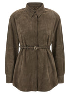 Gray Lamb Leather Blouse