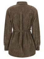 Gray Lamb Leather Blouse