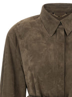 Gray Lamb Leather Blouse