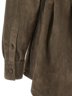 Gray Lamb Leather Blouse
