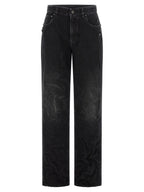Black Cotton Straight-Leg Jeans