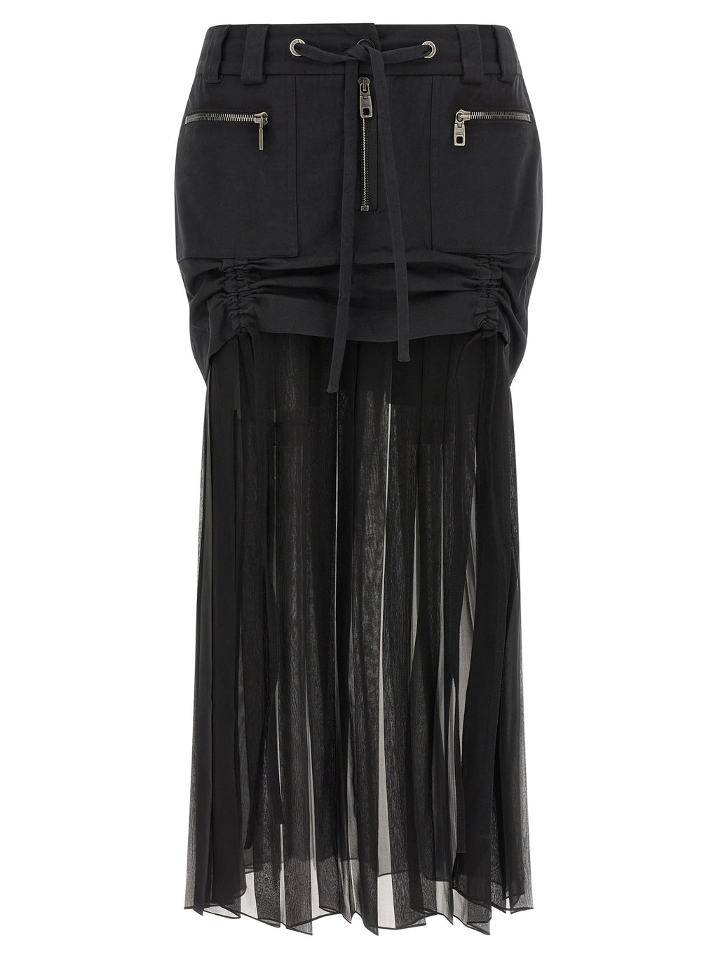 Black Silk Midi Skirt
