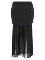 Black Silk Midi Skirt