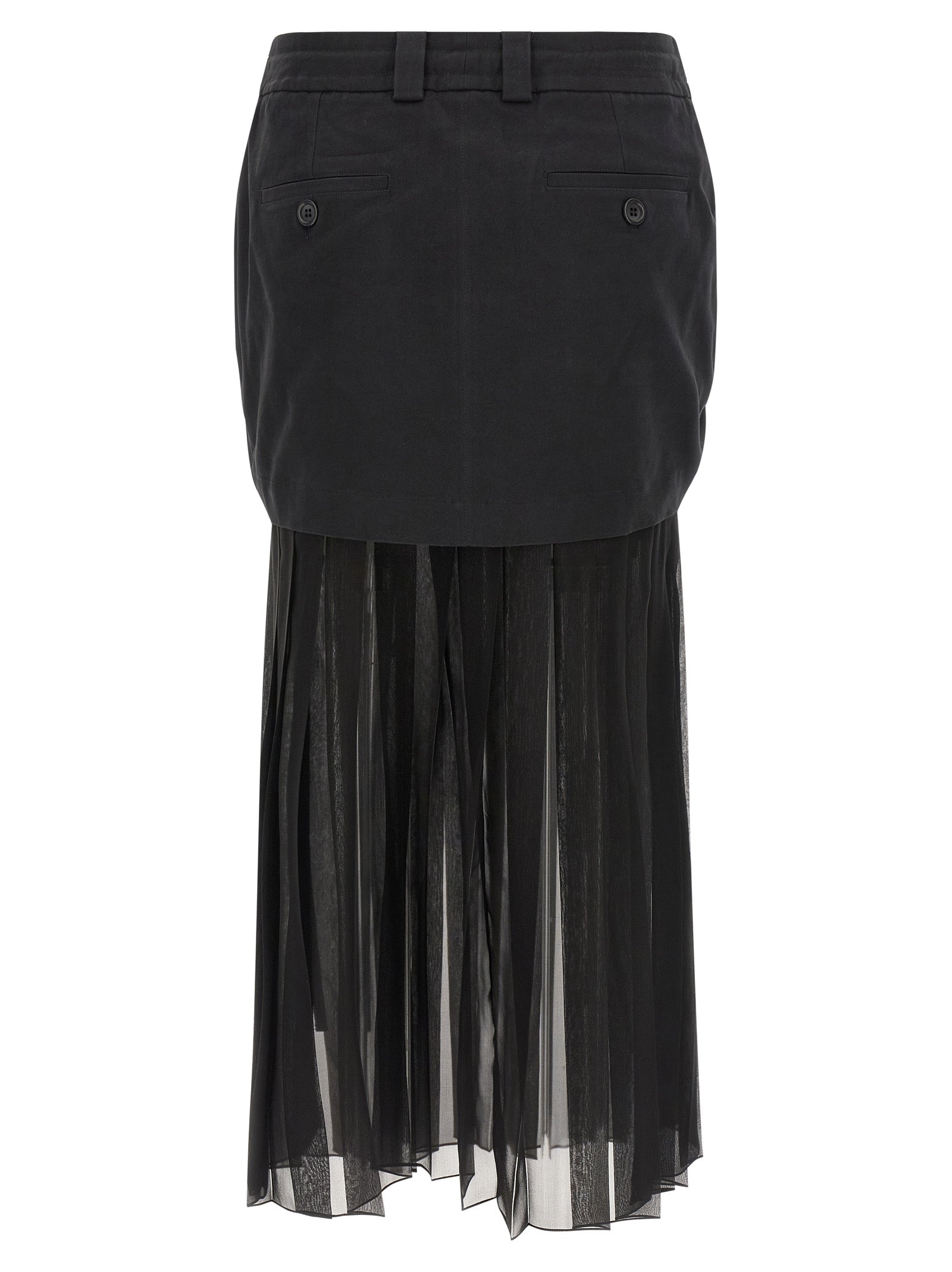 Black Silk Midi Skirt