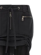 Black Silk Midi Skirt