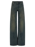 Blue Cotton Flared Jeans