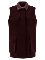 Bordeaux Virgin Wool Sleeveless Jacket