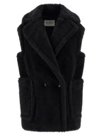 Black Alpaca Leather Sleeveless Jacket