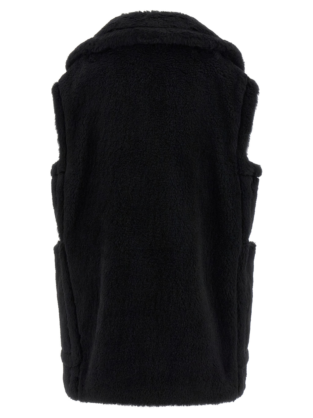 Black Alpaca Leather Sleeveless Jacket