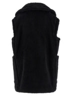 Black Alpaca Leather Sleeveless Jacket