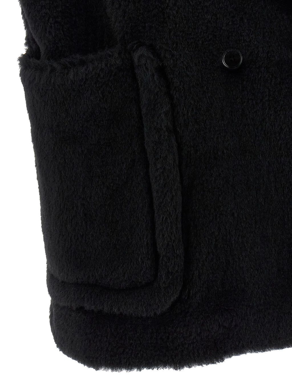 Black Alpaca Leather Sleeveless Jacket