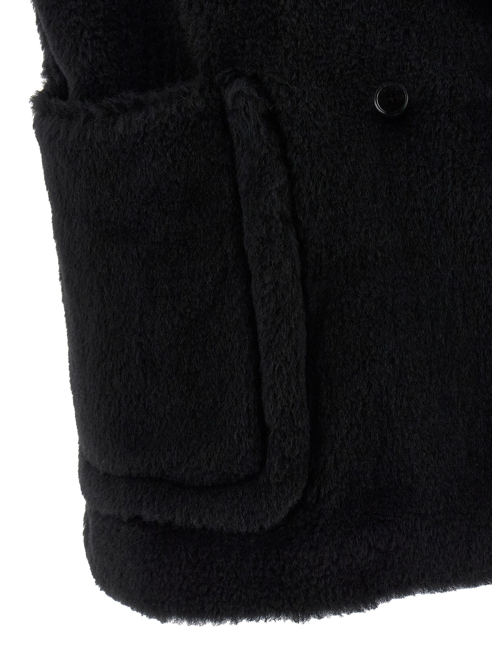 Black Alpaca Leather Sleeveless Jacket