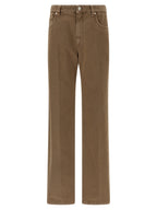 Beige Cotton Straight-Leg Jeans