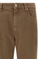Beige Cotton Straight-Leg Jeans