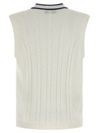 White Cotton Sleeveles Sweater