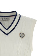 White Cotton Sleeveles Sweater