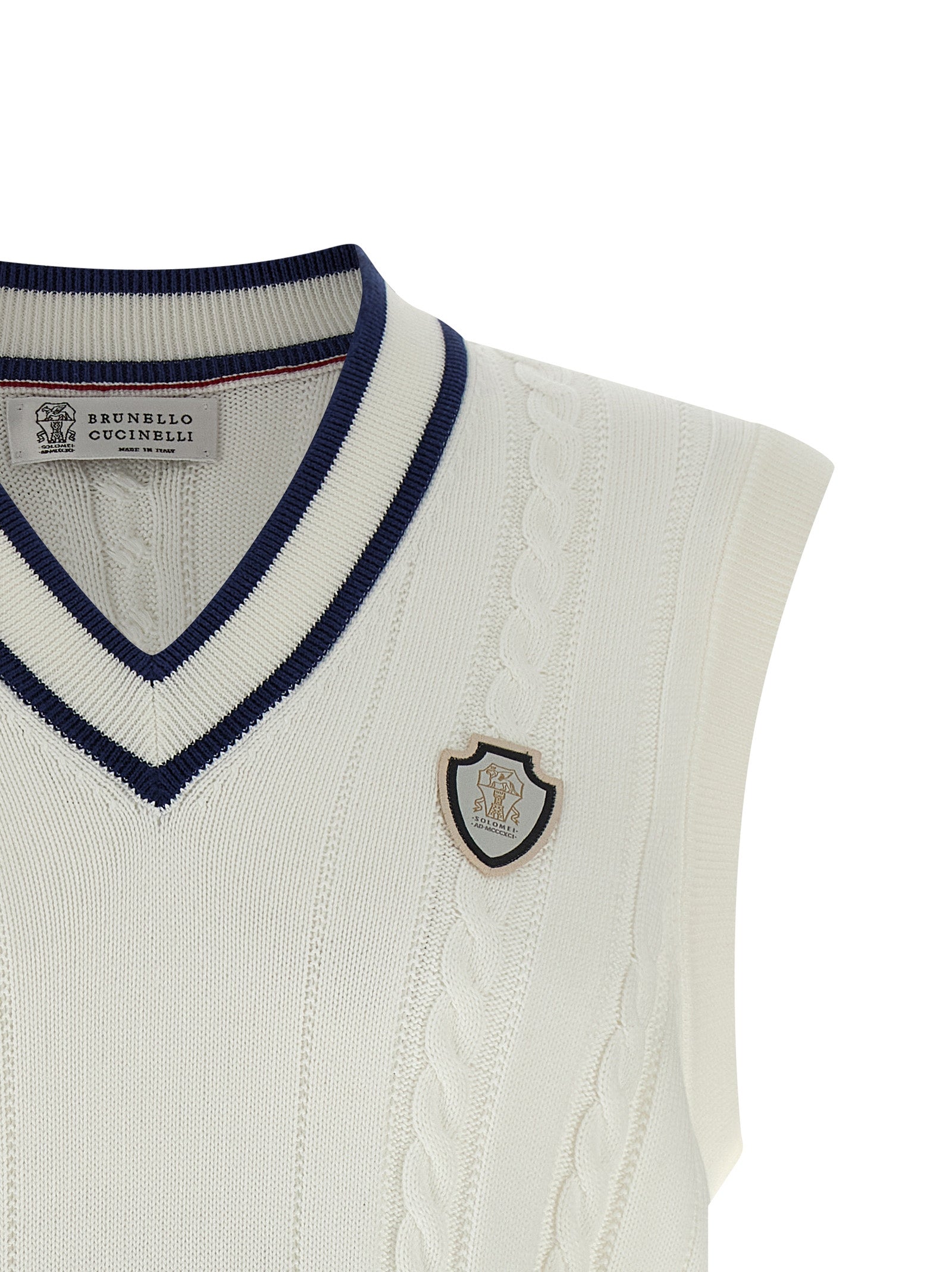 White Cotton Sleeveles Sweater