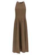 Brown Viscose Midi Dress