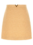 Beige Virgin Wool Long Skirt