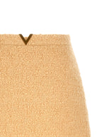 Beige Virgin Wool Long Skirt