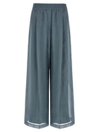 Blue Cotton Casual Pants