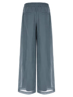 Blue Cotton Casual Pants