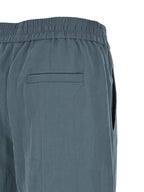 Blue Cotton Casual Pants