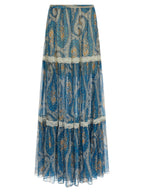 Blue Silk Mini Skirt