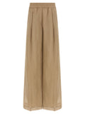 Beige Cotton Casual Pants