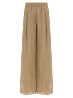 Beige Cotton Casual Pants