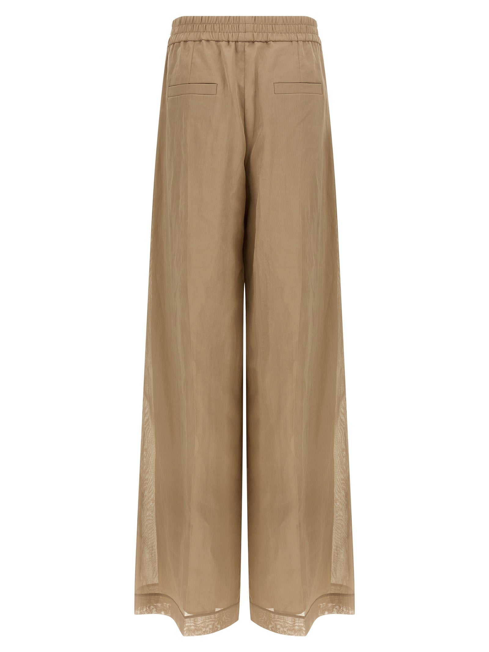 Beige Cotton Casual Pants