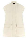 Beige Cotton Sleeveless Jacket