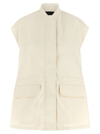 Beige Cotton Sleeveless Jacket