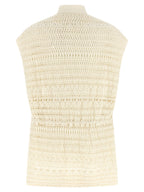 Beige Cotton Sleeveless Jacket