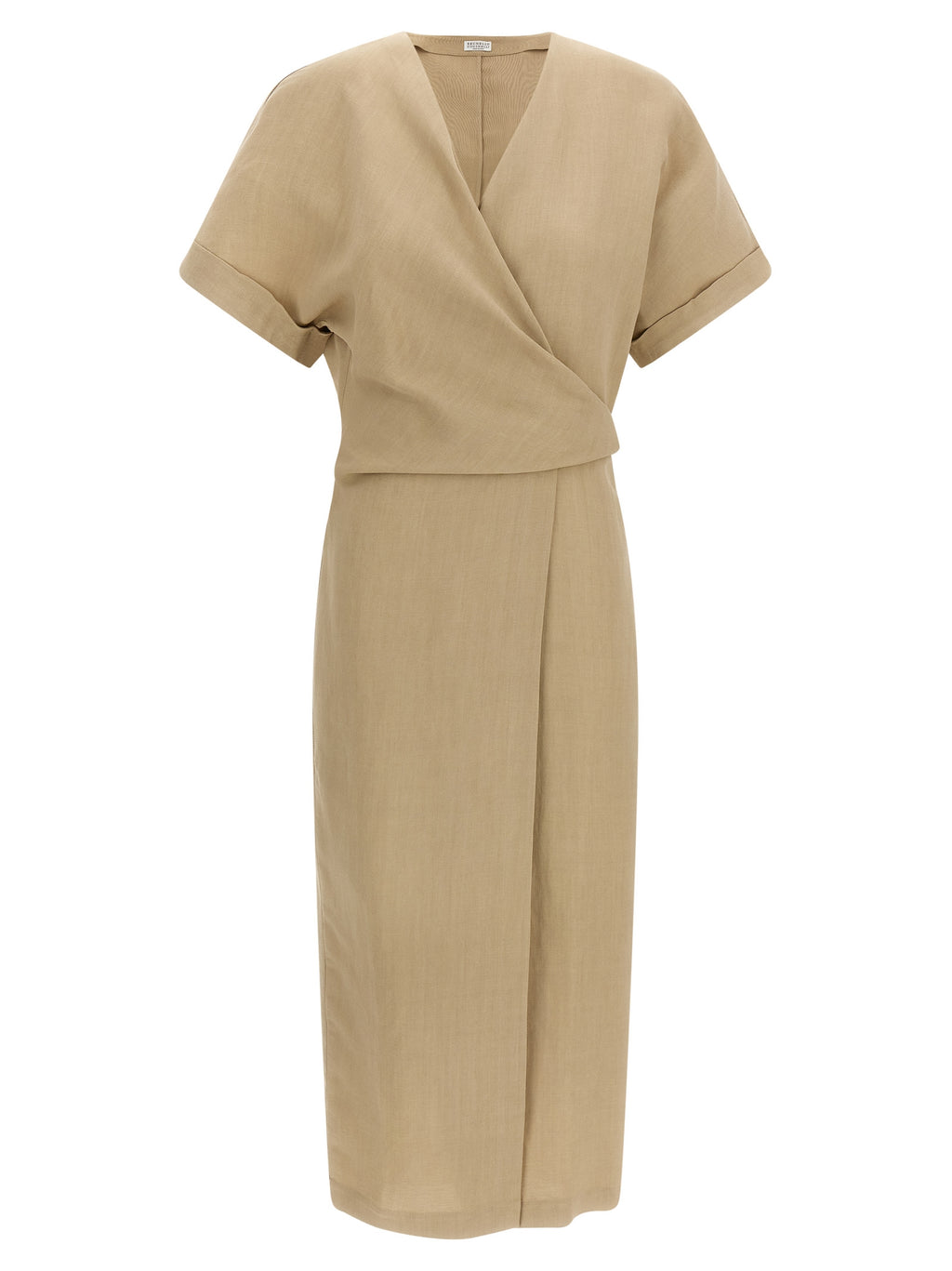 Beige Viscose Midi Dress