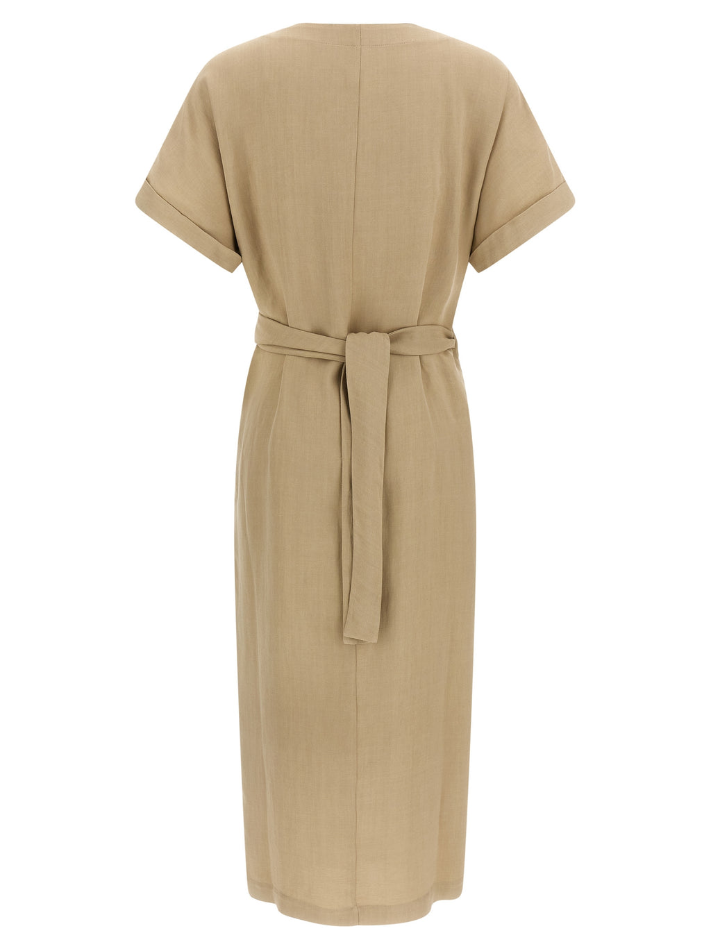 Beige Viscose Midi Dress