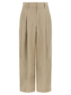 Beige Linen Casual Pants