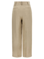Beige Linen Casual Pants