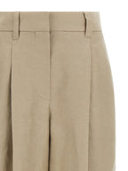 Beige Linen Casual Pants