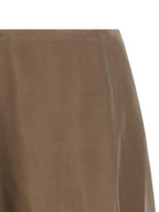 Beige Silk Midi Skirt