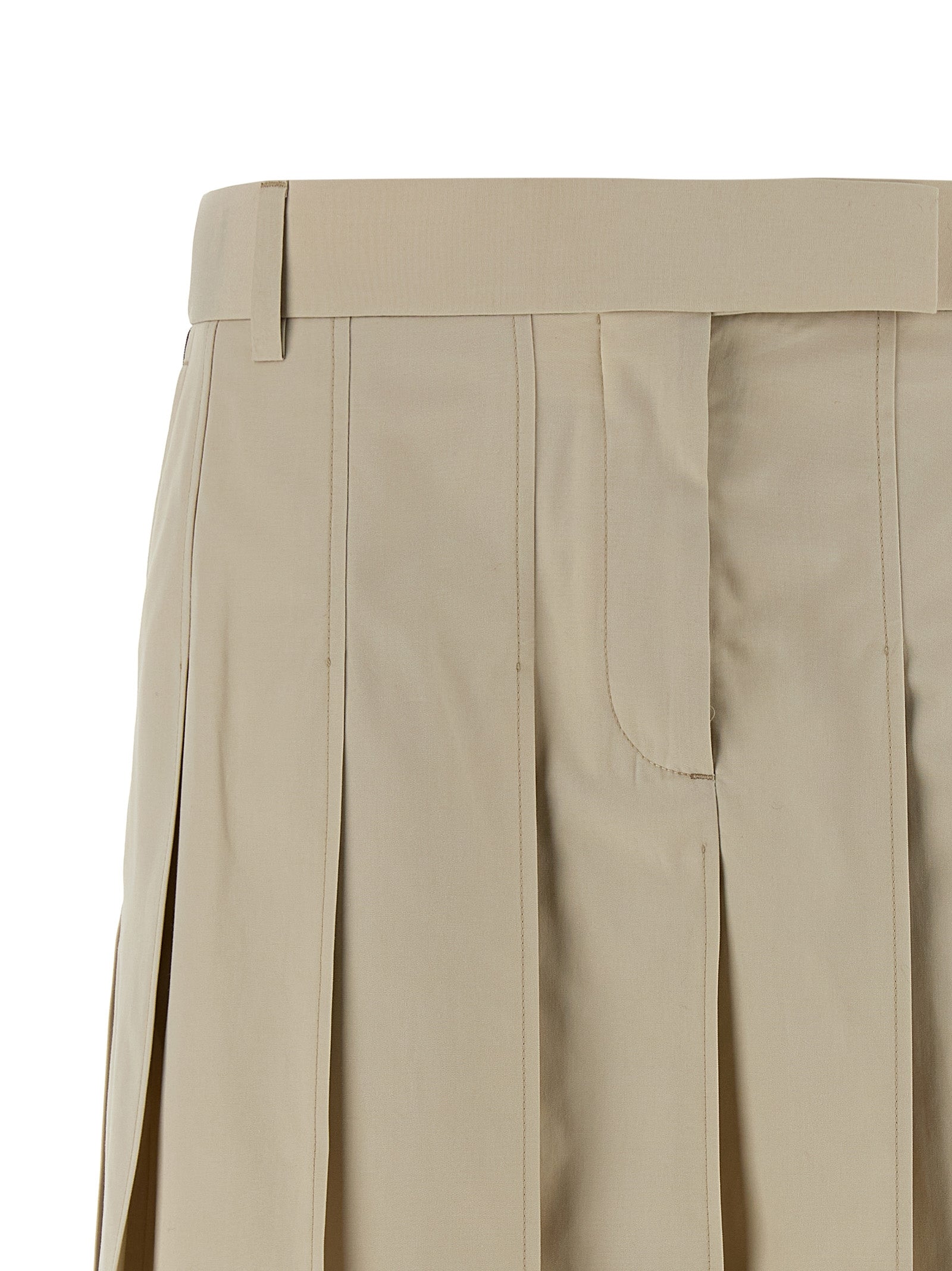Beige Cotton Long Skirt