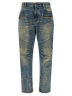 Blue Cotton Straight-Leg Jeans