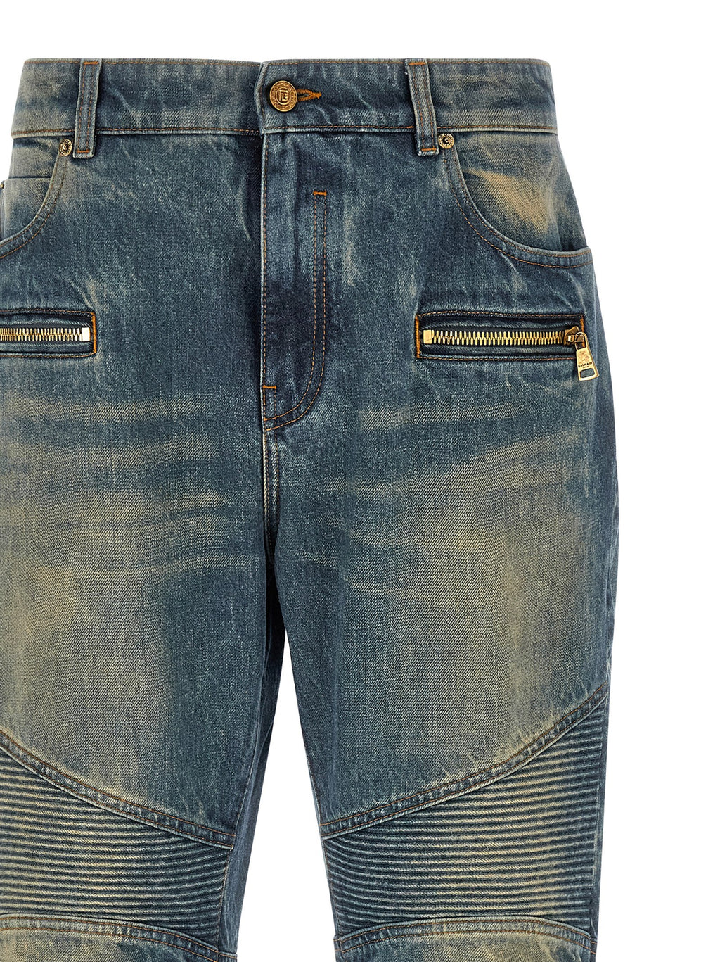 Blue Cotton Straight-Leg Jeans