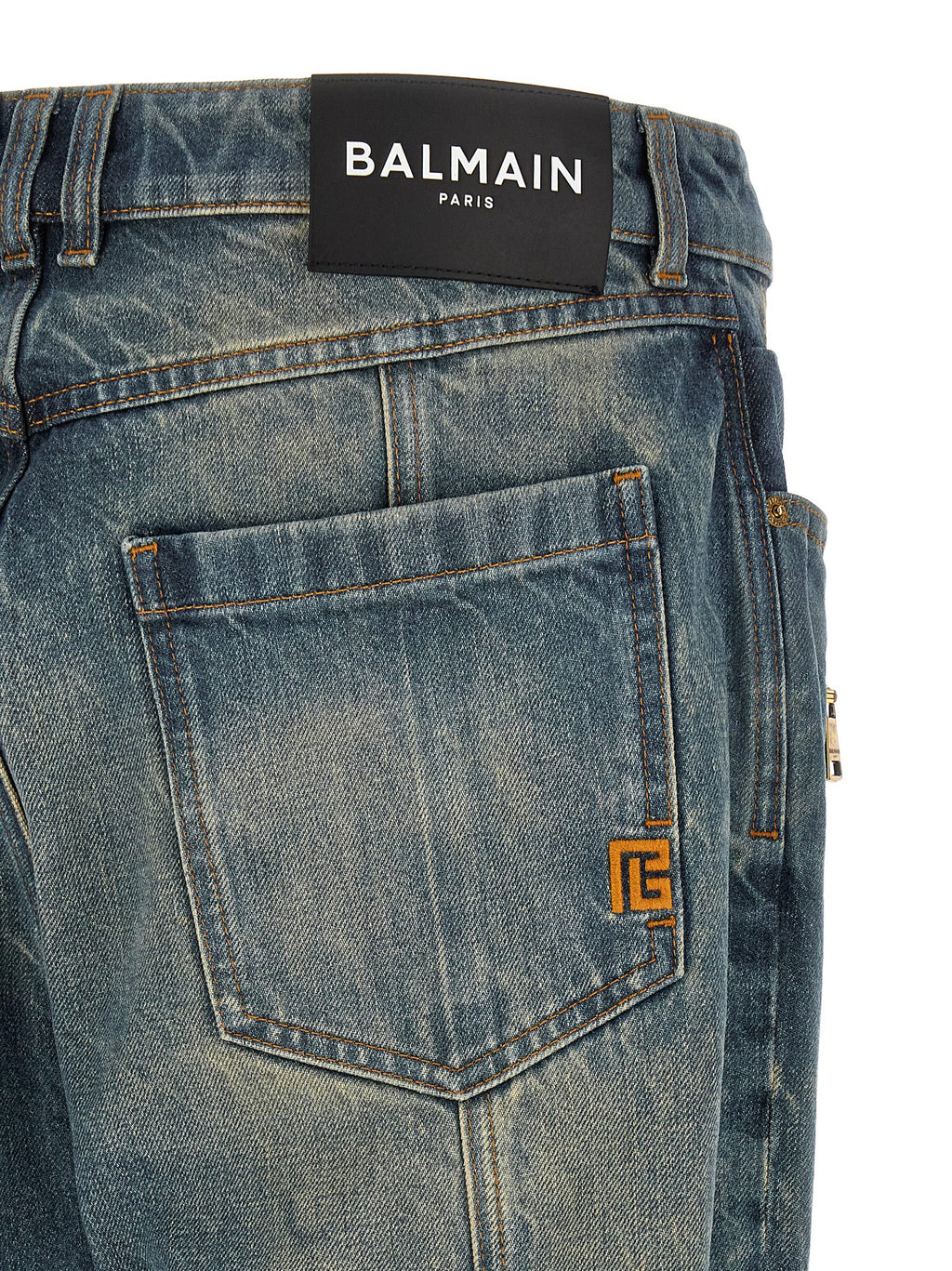Blue Cotton Straight-Leg Jeans