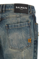 Blue Cotton Straight-Leg Jeans