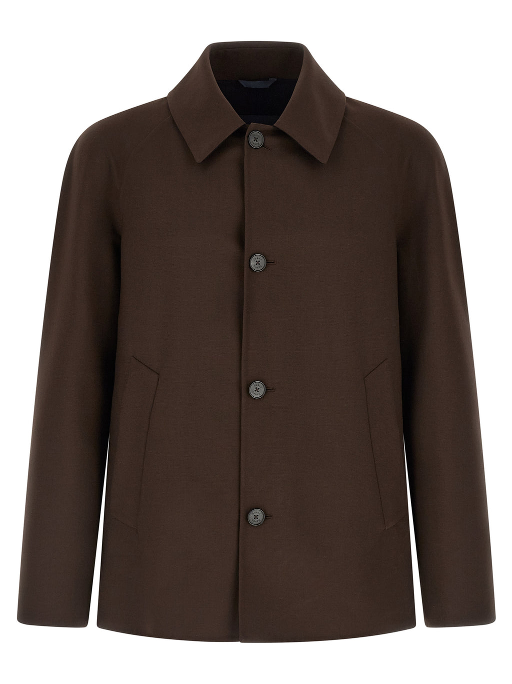Brown Polyester Full-Length Jacket