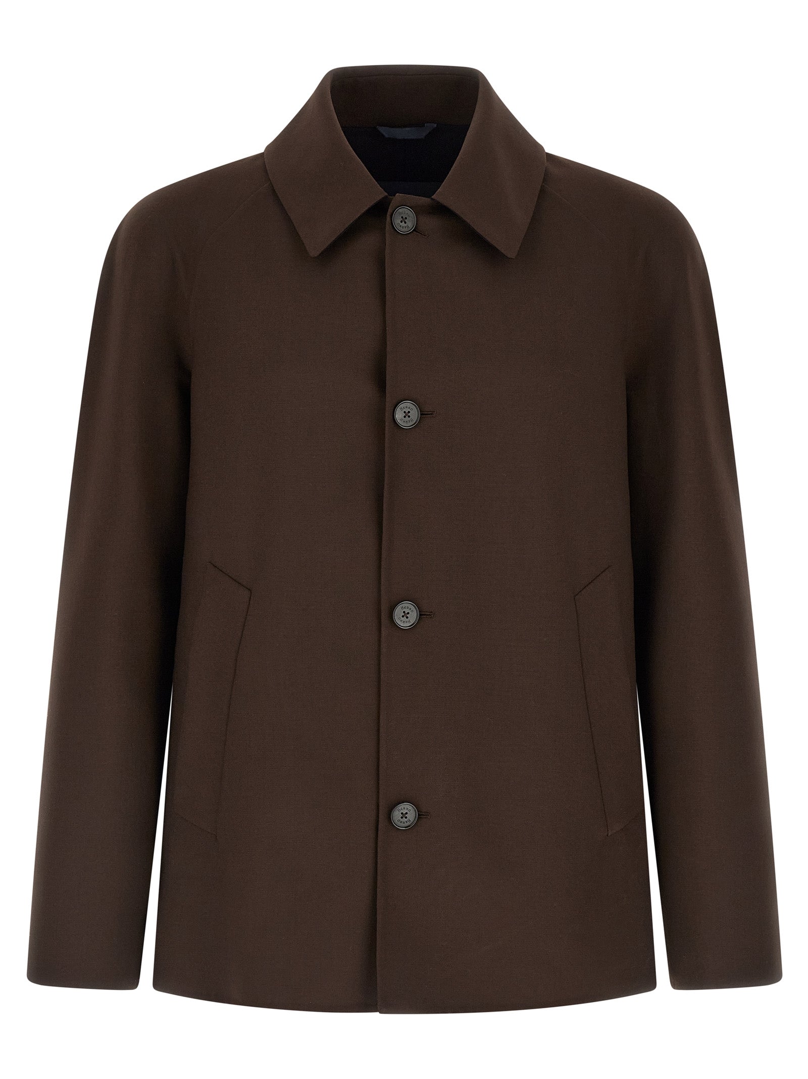Brown Polyester Full-Length Jacket