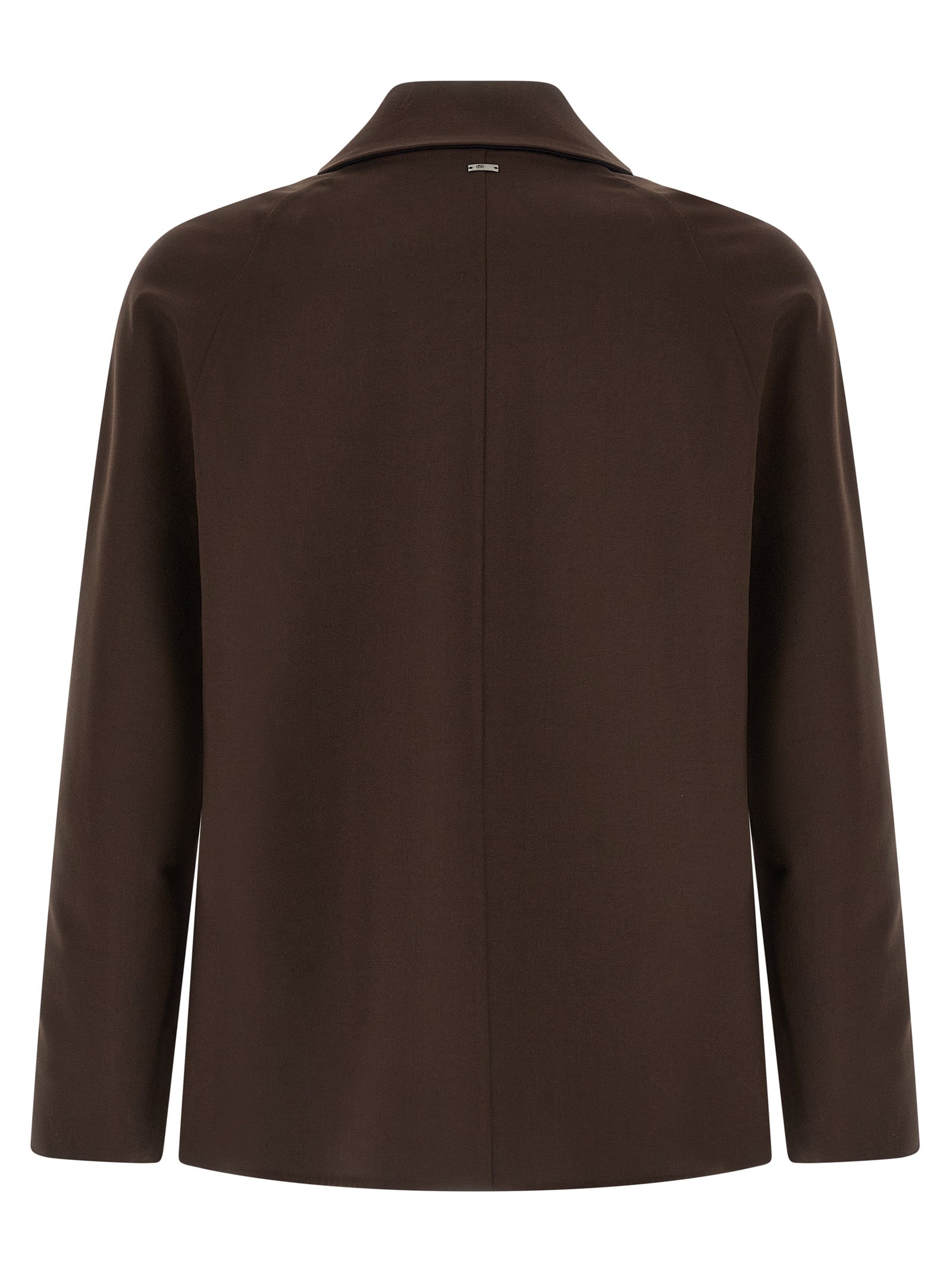 Brown Polyester Full-Length Jacket