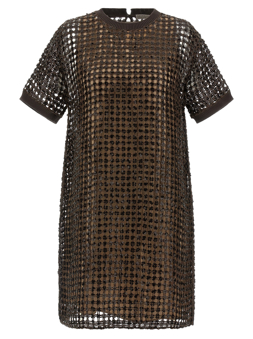 Brown Silk Short Dress