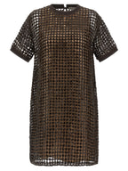 Brown Silk Short Dress